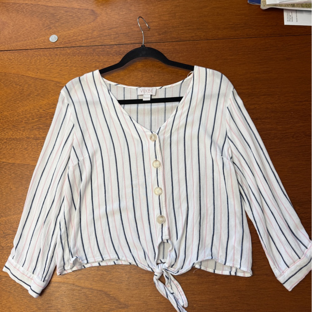 White Striped Button-Down Shirt - image 1